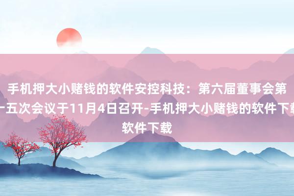 手机押大小赌钱的软件安控科技：第六届董事会第十五次会议于11月4日召开-手机押大小赌钱的软件下载