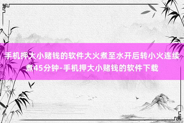 手机押大小赌钱的软件大火煮至水开后转小火连续煮45分钟-手机押大小赌钱的软件下载